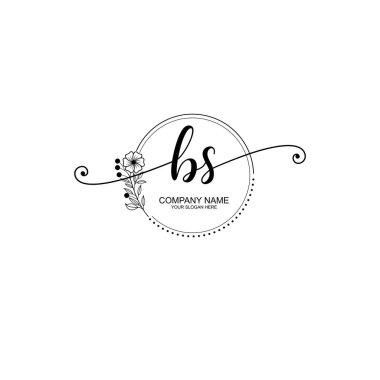 BS Monogramlı Zarif Çiçek Baş Logosu Tasarımı