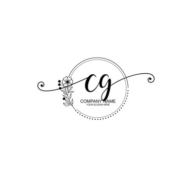 CG Monogramlı Zarif Çiçek Baş Logosu Tasarımı