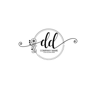 DD Monogramlı Zarif Çiçek Baş Logosu Tasarımı