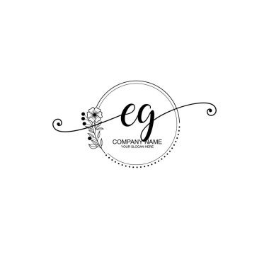 EG Monogramlı Zarif Çiçek Baş Logosu Tasarımı