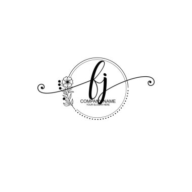 FJ Monogramlı Zarif Çiçek Baş Logosu Tasarımı