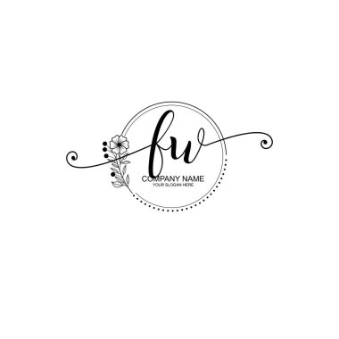 FW Monogramlı Zarif Çiçek Baş Logosu Tasarımı