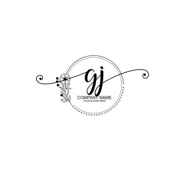 GJ Monogramlı Zarif Çiçek Baş Logosu Tasarımı