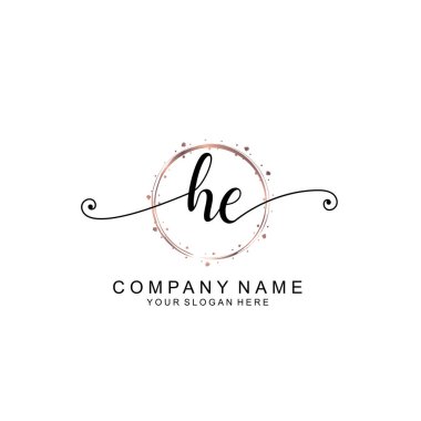 Modern El Yazısı Biçimli Zarif HE İlk Logo Koleksiyonu
