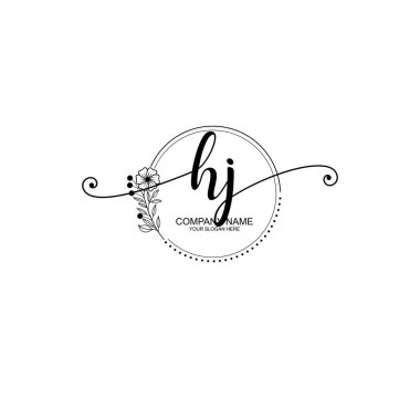 HJ Monogram ile Zarif Çiçek Baş Logosu Tasarımı