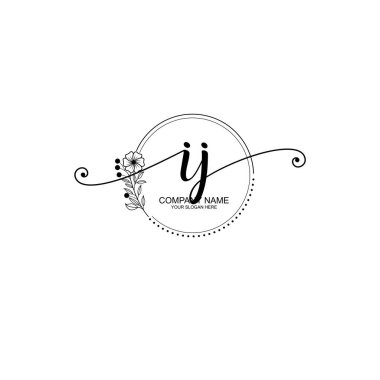 IJ Monogram ile Zarif Çiçek Baş Logosu Tasarımı