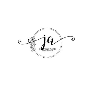 JA Monogramlı Zarif Çiçek Baş Logosu Tasarımı
