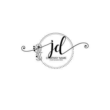 JD Monogramlı Zarif Çiçek Baş Logosu Tasarımı