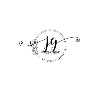 JG Monogram ile Zarif Çiçek Baş Logosu Tasarımı