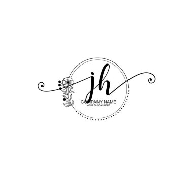JH Monogram ile Zarif Çiçek Baş Logosu Tasarımı