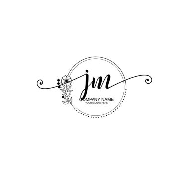 JM Monogramlı Zarif Çiçek Baş Logosu Tasarımı
