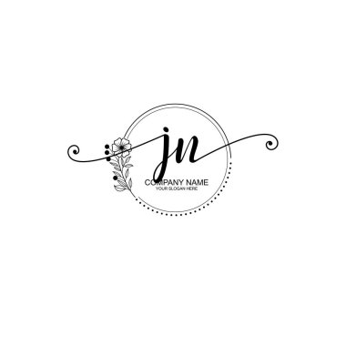 JN Monogram ile Zarif Çiçek Baş Logosu Tasarımı