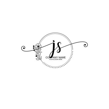 JS Monogram ile Zarif Çiçek Baş Logosu Tasarımı