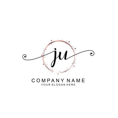 Modern El Yazısı Biçimli Zarif JU İlk Logo Koleksiyonu