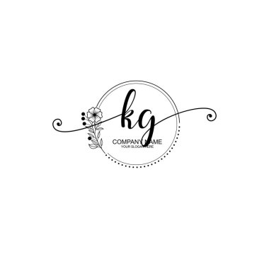 KG Monogramlı Zarif Çiçek Baş Logosu Tasarımı