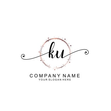 Modern El Yazısı Biçimli Zarif KU İlk Logo Koleksiyonu