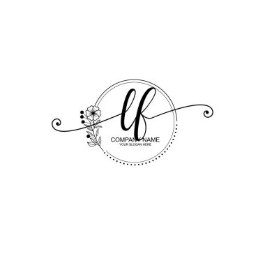 LF Monogramlı Zarif Çiçek Baş Logosu Tasarımı