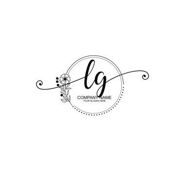LG Monogramlı Zarif Çiçek Baş Logosu Tasarımı