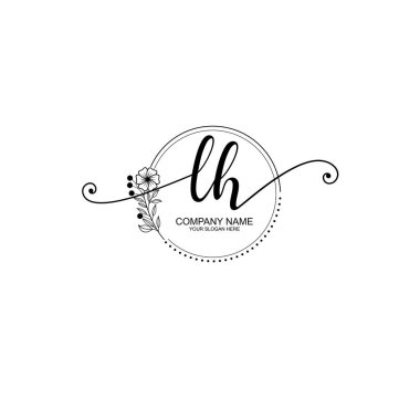 LH Monogram ile Zarif Çiçek Baş Logosu Tasarımı