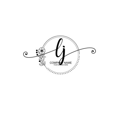 LJ Monogram ile Zarif Çiçek Baş Logosu Tasarımı