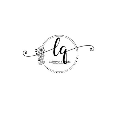LQ Monogramlı Zarif Çiçek Baş Logosu Tasarımı