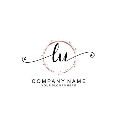 Modern El Yazısı Biçimli Zarif LU İlk Logo Koleksiyonu