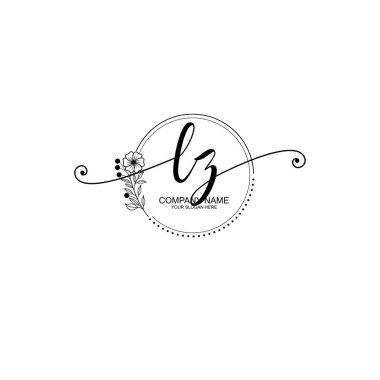 LZ Monogramlı Zarif Çiçek Baş Logosu Tasarımı