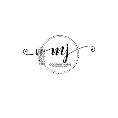 MJ Monogram ile Zarif Çiçek Baş Logosu Tasarımı