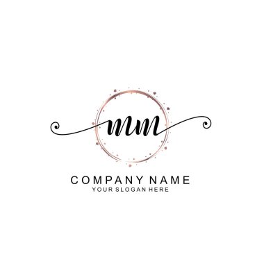 Modern El Yazısı Biçimli Zarif MM İlk Logo Koleksiyonu