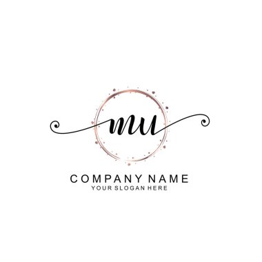 Modern El Yazısı Biçimli Zarif MU İlk Logo Koleksiyonu