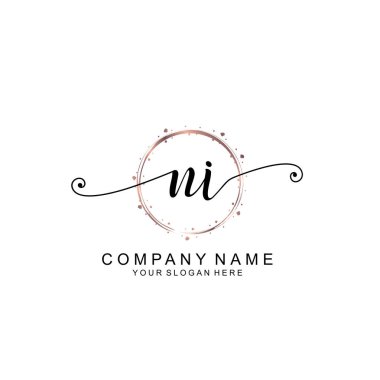 Modern El Yazısı Biçimli Zarif NI İlk Logo Koleksiyonu