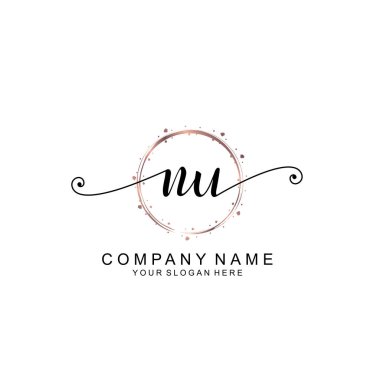 Modern El Yazısı Biçimli Zarif NU İlk Logo Koleksiyonu