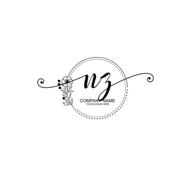 NZ Monogramlı Zarif Çiçek Baş Logosu Tasarımı