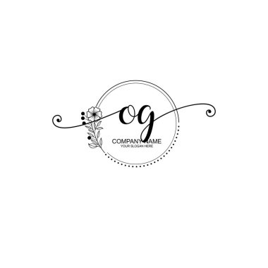 OG Monogramlı Zarif Çiçek Baş Logosu Tasarımı