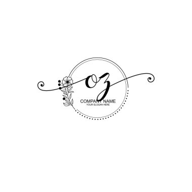 OZ Monogramlı Zarif Çiçek Baş Logosu Tasarımı