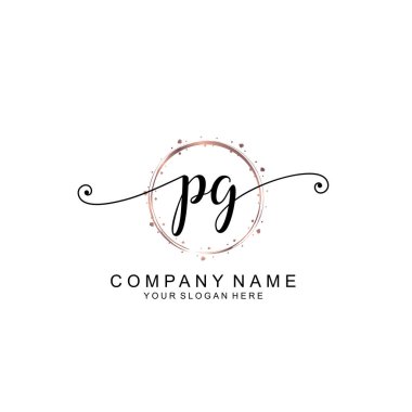 Modern El Yazısı Biçimli Zarif PG İlk Logo Koleksiyonu