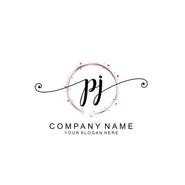 Modern El Yazısı Biçimli Zarif PJ İlk Logo Koleksiyonu