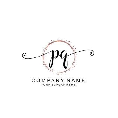 Modern El Yazısı Biçimli Zarif PQ İlk Logo Koleksiyonu