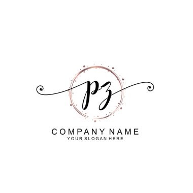 Modern El Yazısı Biçimli Zarif PZ İlk Logo Koleksiyonu