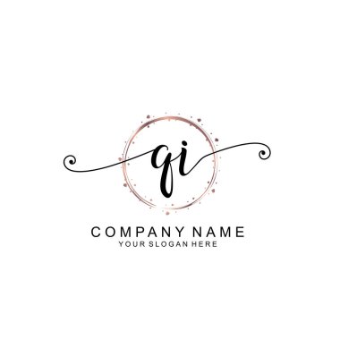 Modern El Yazısı Biçimli Zarif QI İlk Logo Koleksiyonu