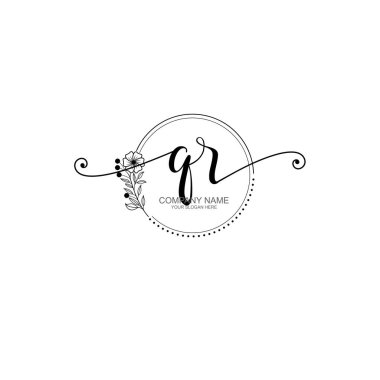QR Monogram ile Zarif Çiçek Baş Logosu Tasarımı
