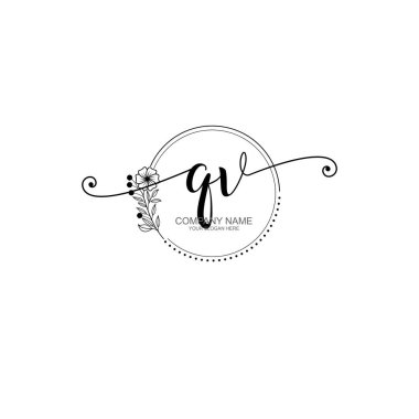 QV Monogram ile Zarif Çiçek Baş Logosu Tasarımı