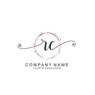 Modern El Yazısı Biçimli Zarif RC İlk Logo Koleksiyonu