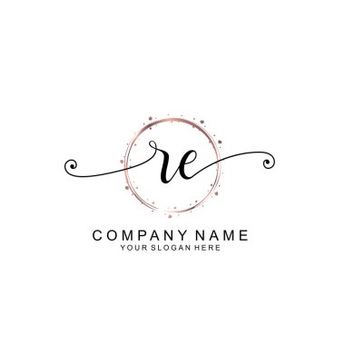 Modern El Yazısı Biçimli Zarif RE İlk Logo Koleksiyonu