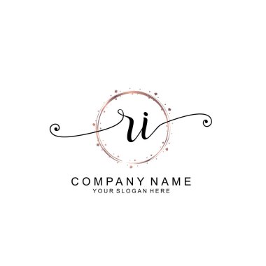 Modern El Yazısı Biçimli Zarif RI İlk Logo Koleksiyonu