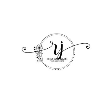 RJ Monogram ile Zarif Çiçek Baş Logosu Tasarımı