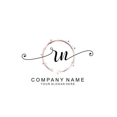 Modern El Yazısı Biçimli Zarif RN İlk Logo Koleksiyonu