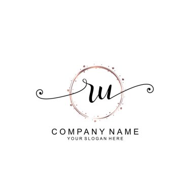 Modern El Yazısı Biçimli Zarif RU İlk Logo Koleksiyonu