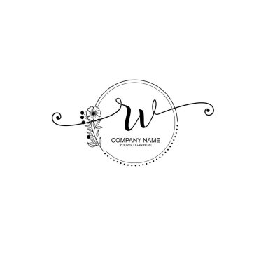 RV Monogramlı Zarif Çiçek Baş Logosu Tasarımı