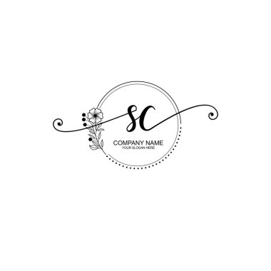 SC Monogram ile Zarif Çiçek Baş Logosu Tasarımı